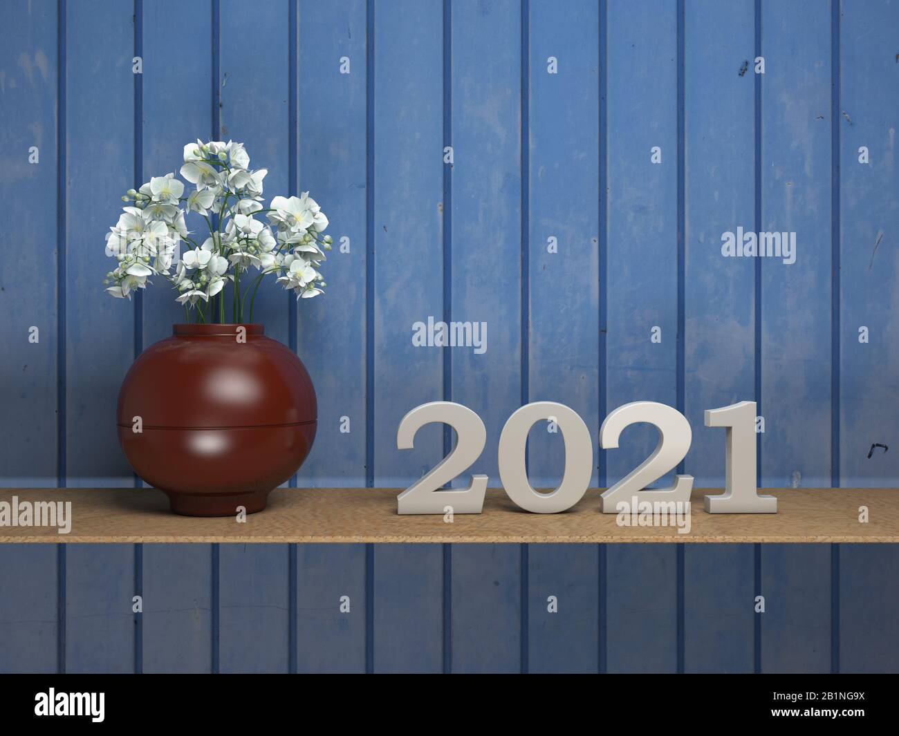 New Year 2021 Creative Design Concept 3D Rendered Image Stock Photo