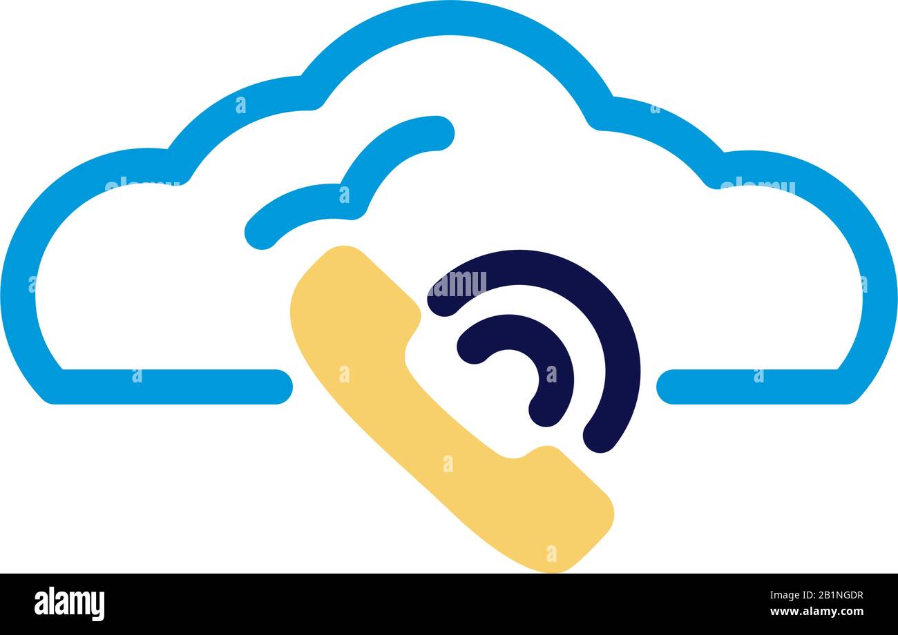 cloud computing with telephone lineal color style Stock Vector
