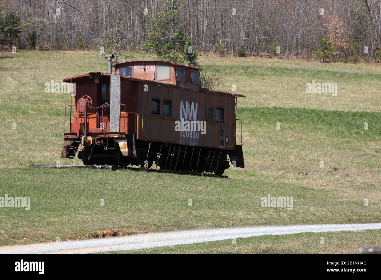 Retired caboose displayed in Virginia, USA Stock Photo