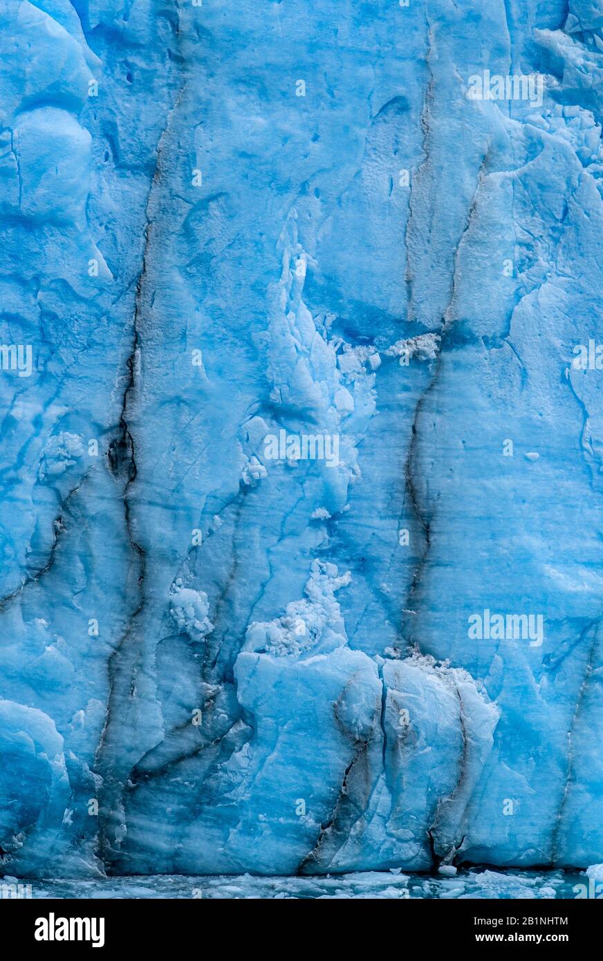 NATIONAL PARK LOS GLACIARES, ARGENTINA - CIRCA FEBRUARY 2019: Close up of the Glacier Perito Moreno, a famous landmark within the Los Glaciares Nation Stock Photo