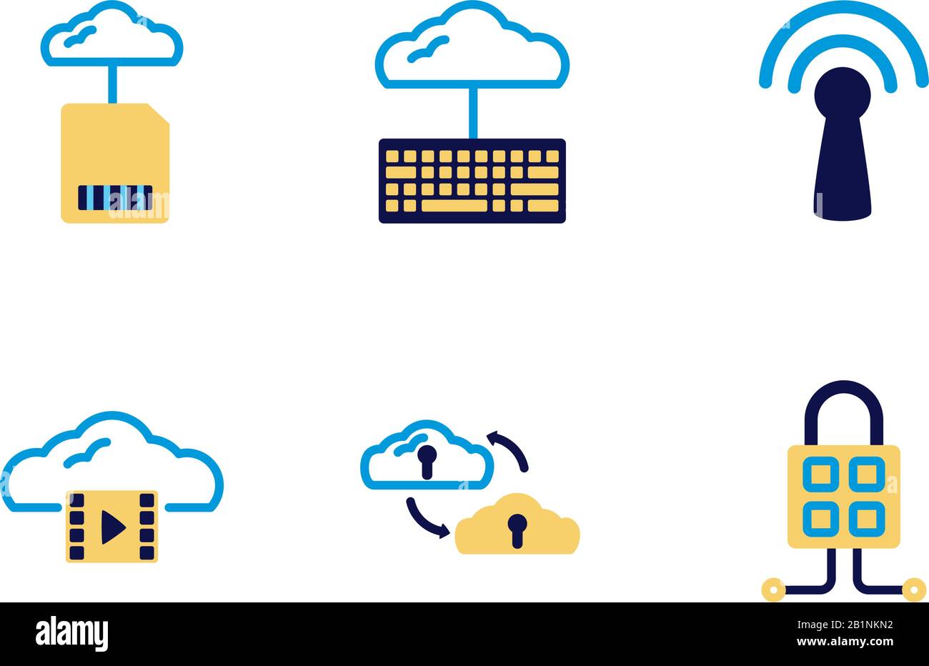 bundle of cloud computing lineal colors style icons Stock Vector Image ...