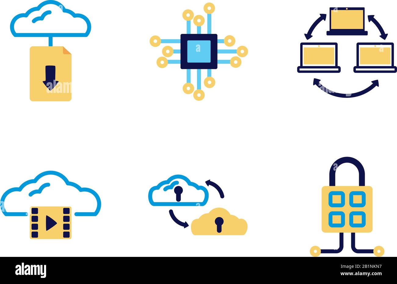 bundle of cloud computing lineal colors style icons Stock Vector Image ...