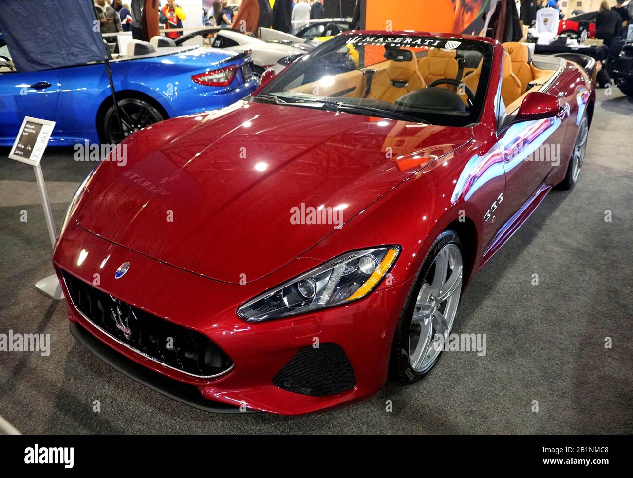 Philadelphia, Pennsylvania, U.S.A - February 10, 2020 - The bright red  color of 2020 Maserati GranCabrio Sports convertible Stock Photo - Alamy