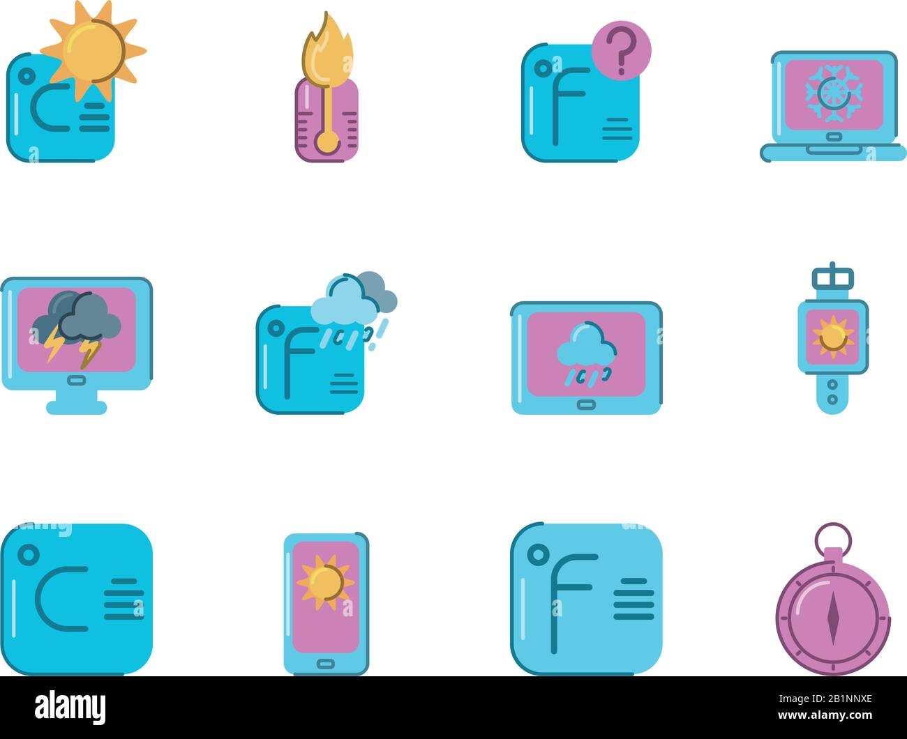 weather icon set over white background, colorful and flat style, vector ...