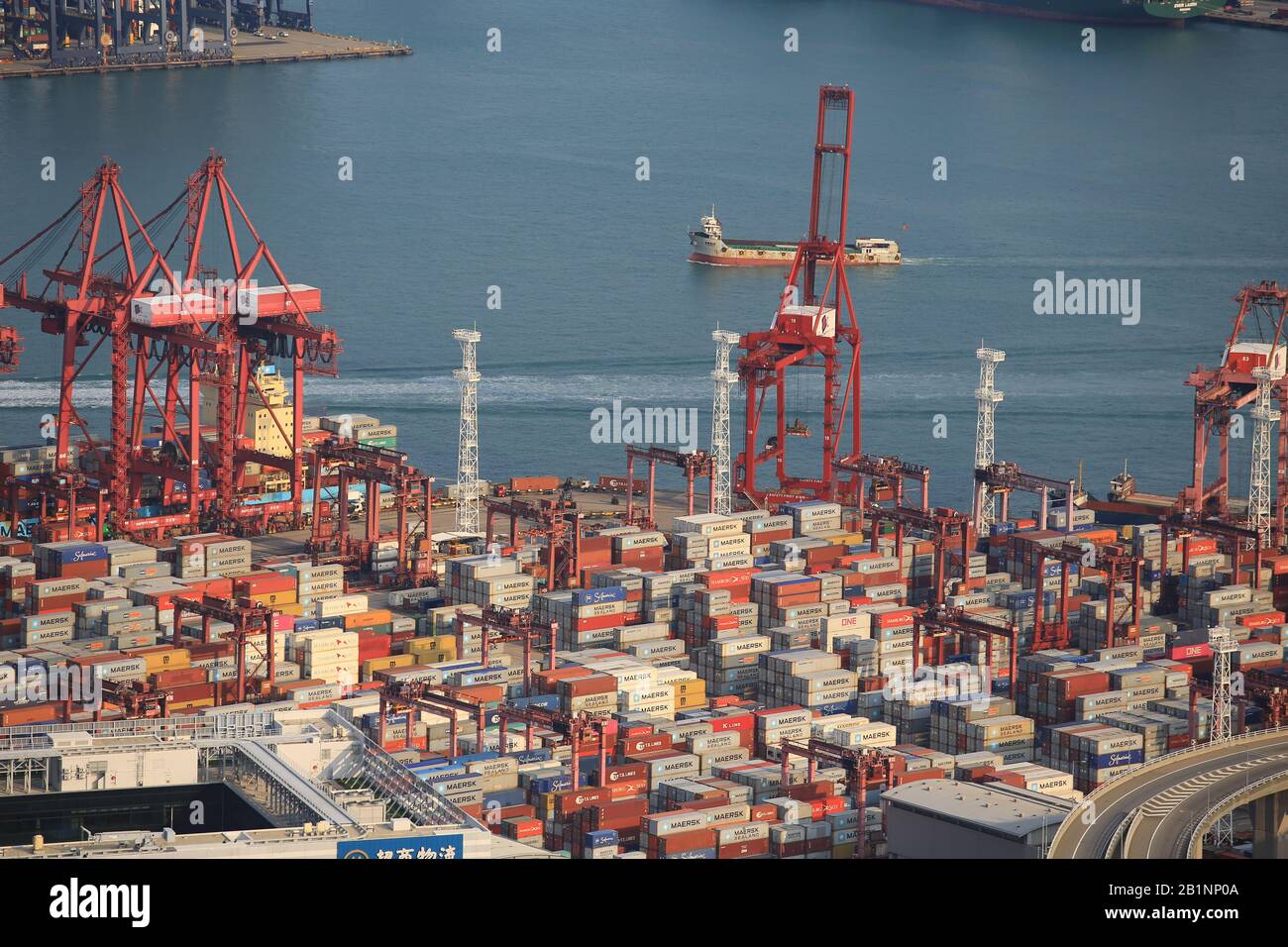 Kwai Tsing container terminal port view in drone Stock Photo - Alamy