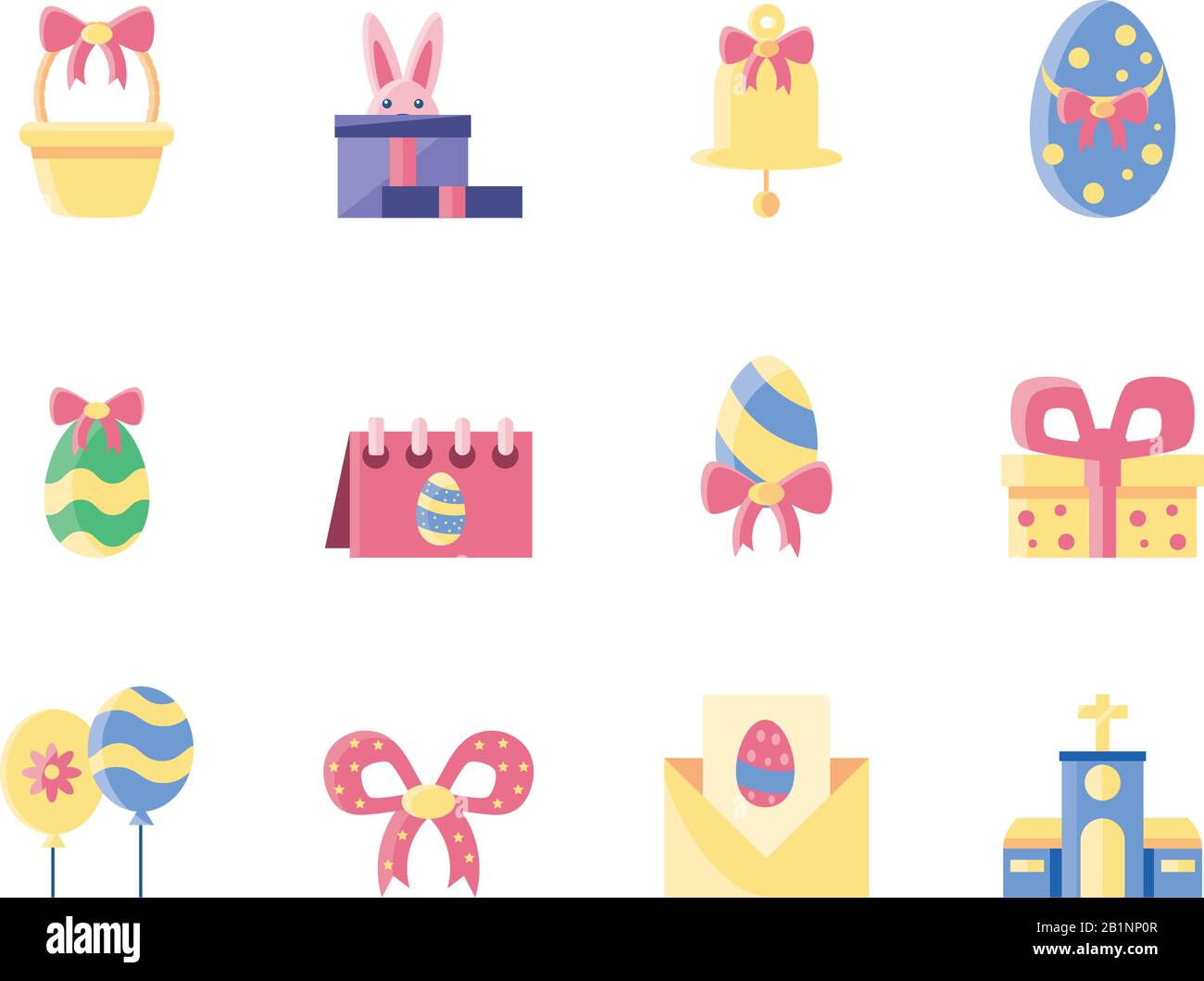 easter eggs and related icons set over white background, flat style ...