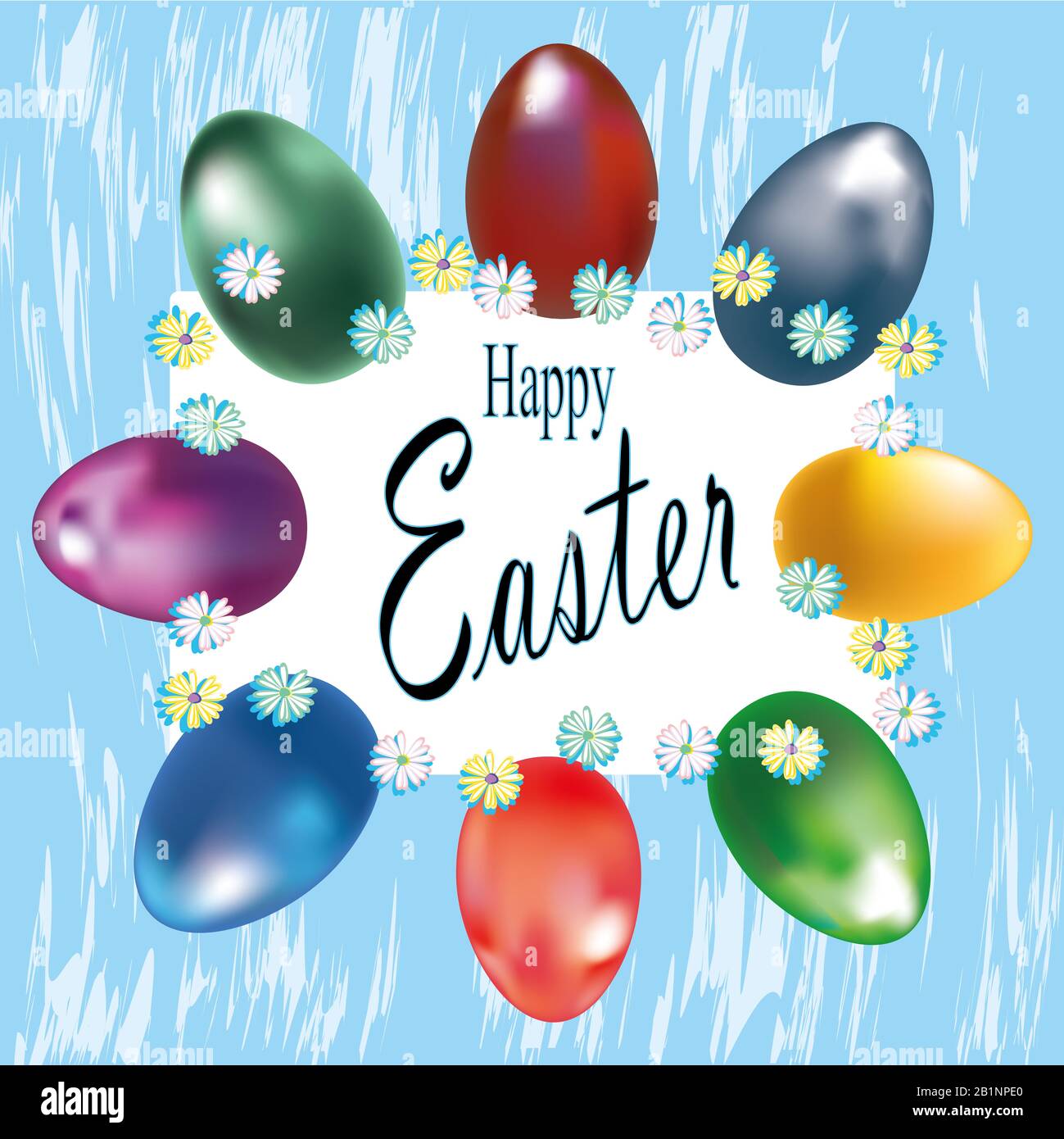 Easter egg, background template with beautiful colorful spring eggs. illustration Stock Photo