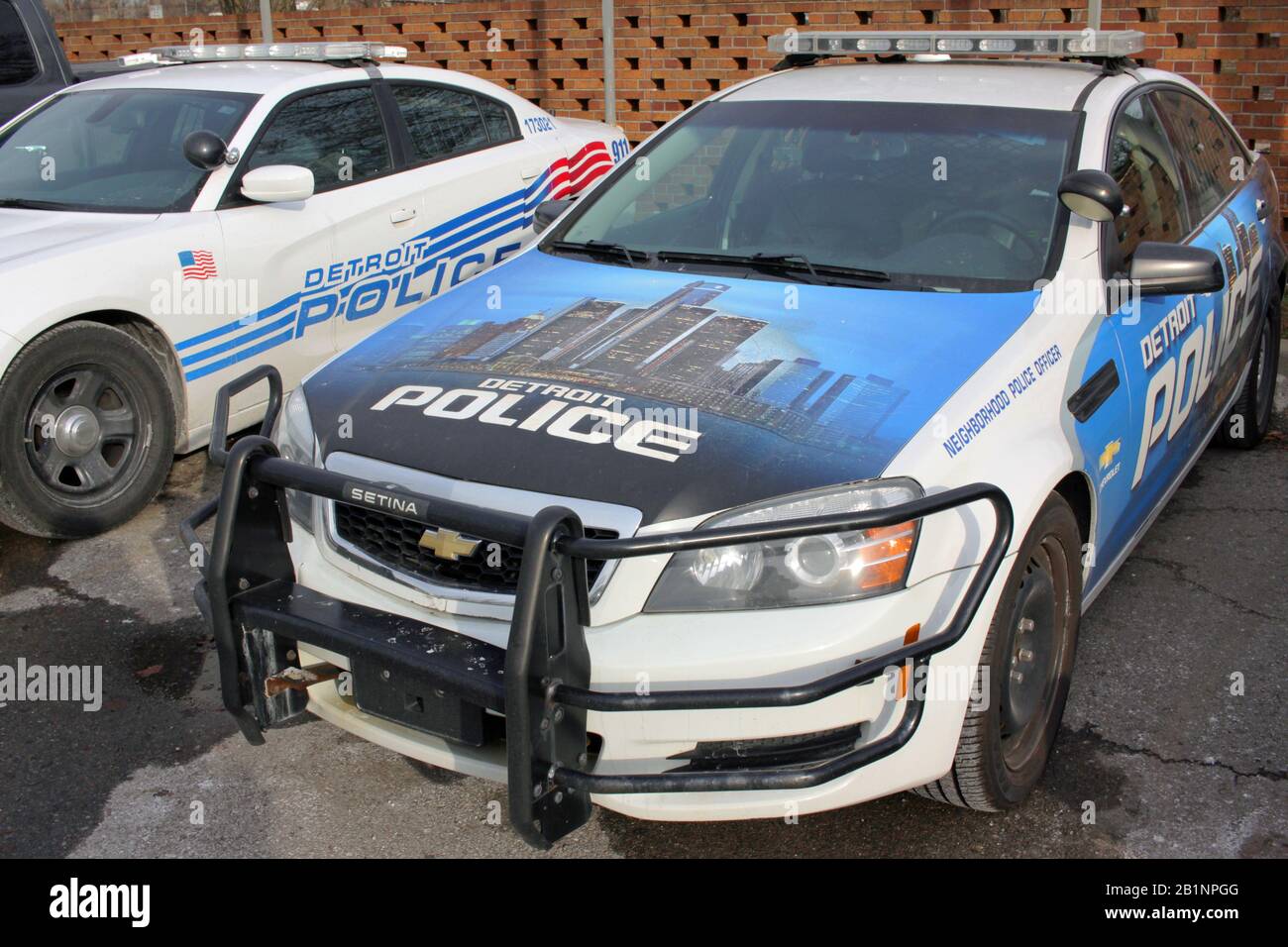 Detroit Police Department cars, Detroit, Michigan, USA Stock Photo