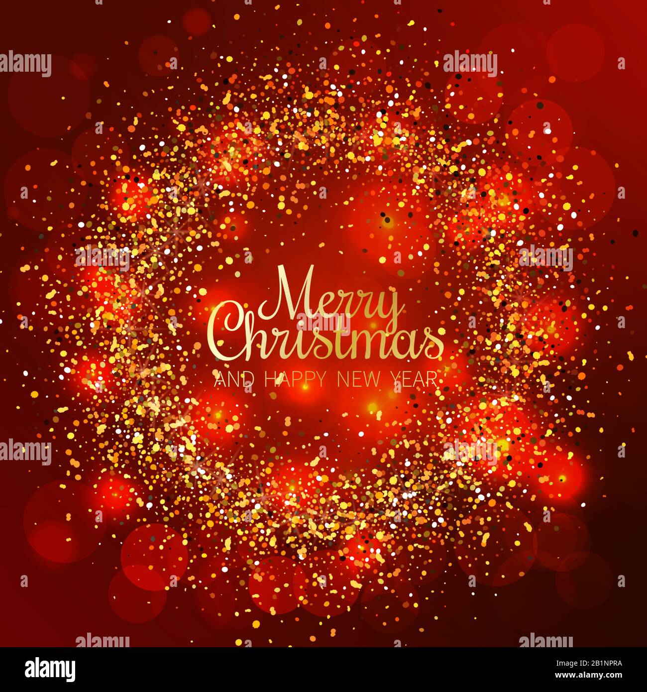Merry Christmas and Happy New Year greeting card. Shiny background with ...