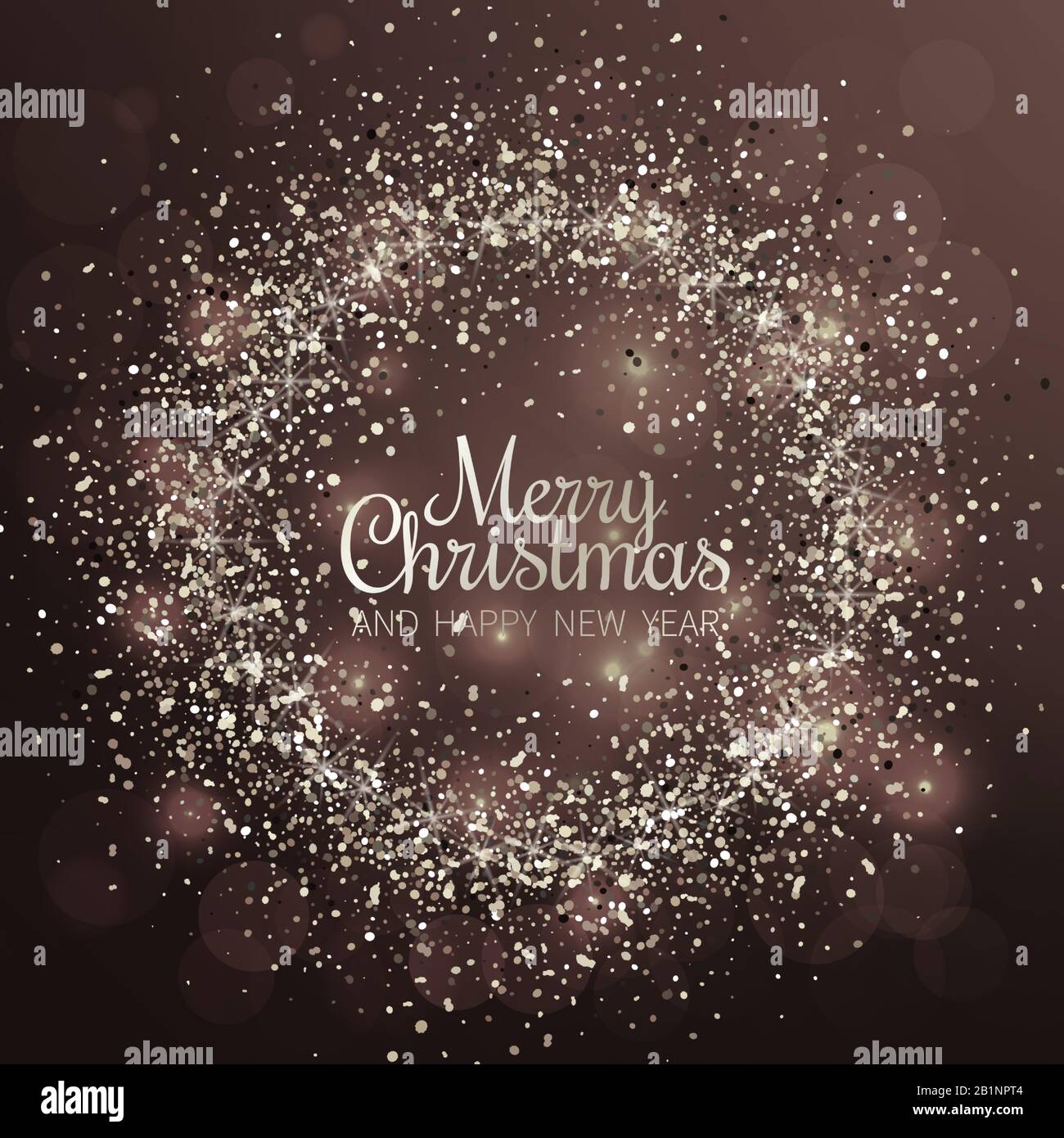 Merry Christmas and Happy New Year greeting card. Shiny background with ...