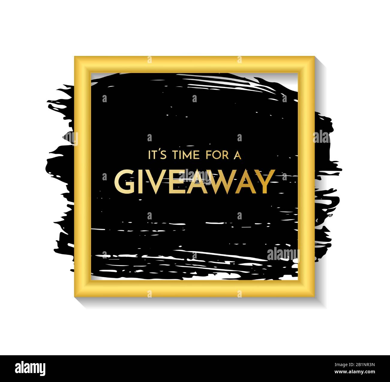 Time for a giveaway - banner template. It s time for a Giveaway phrase on gold and black background. Christmas and New Year giveaway - holiday baner Stock Vector