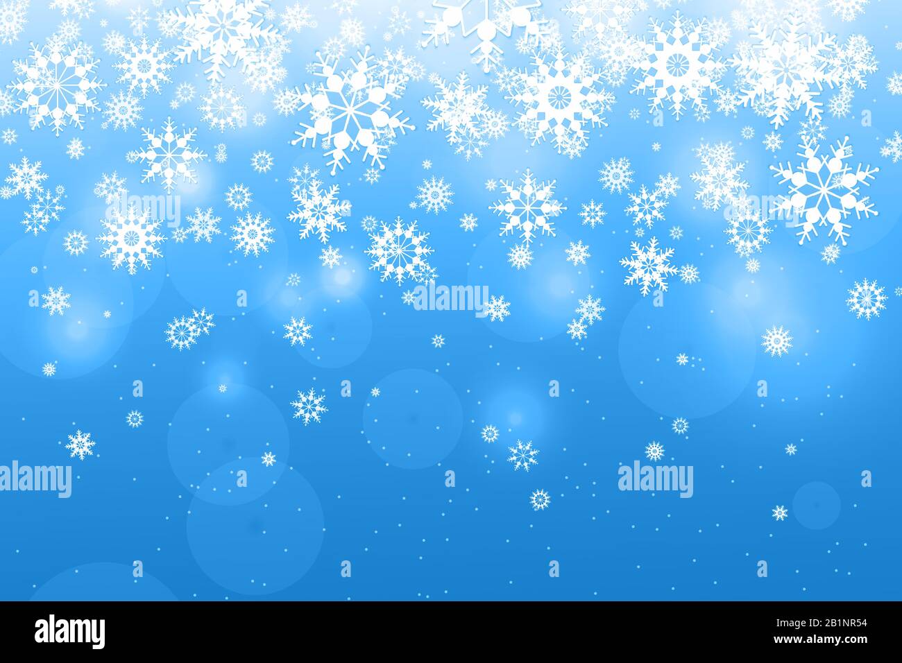 Light Blue Background with snowflakes. Falling white snowflakes. Snow ...