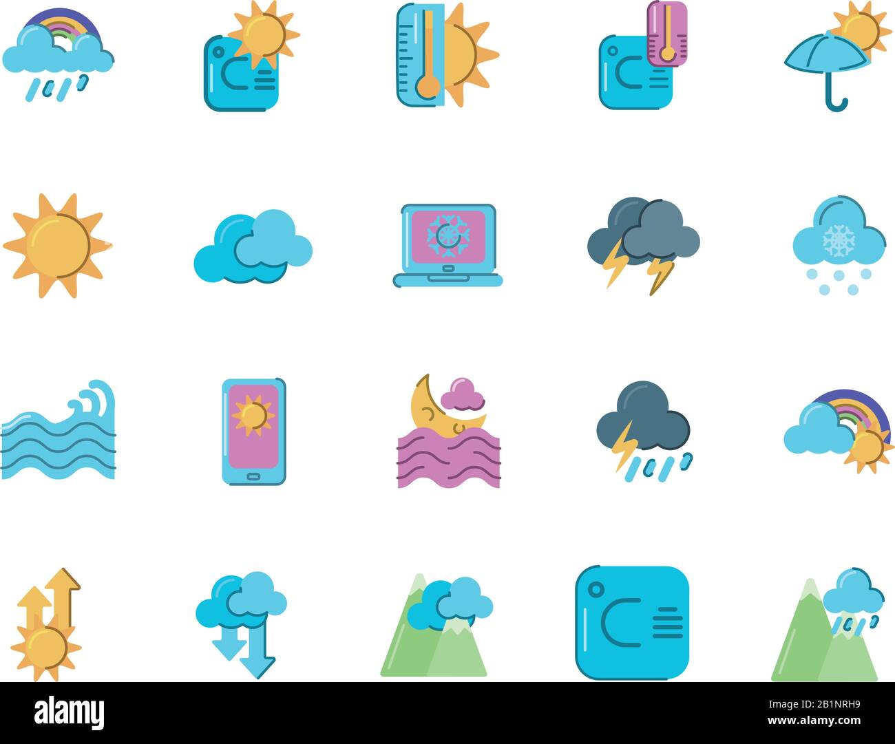 weather concept of icons set over white background, colorful and flat ...