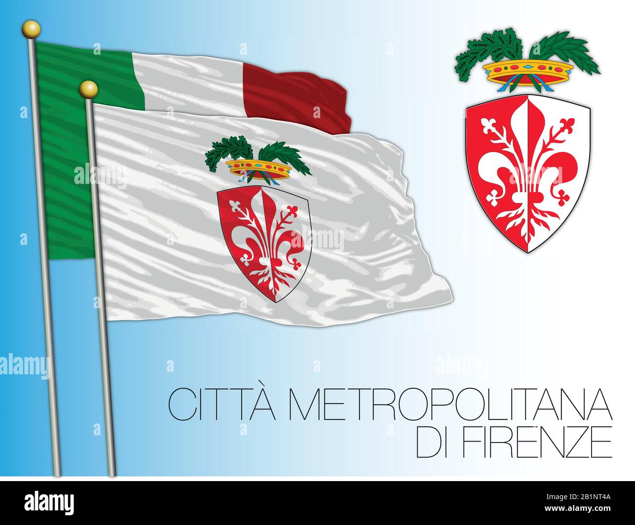 Citta Metropolitana di Firenze, Metropolitan City of Florence, flag and coat of arms, Tuscany region, Italy, vector illustration Stock Vector