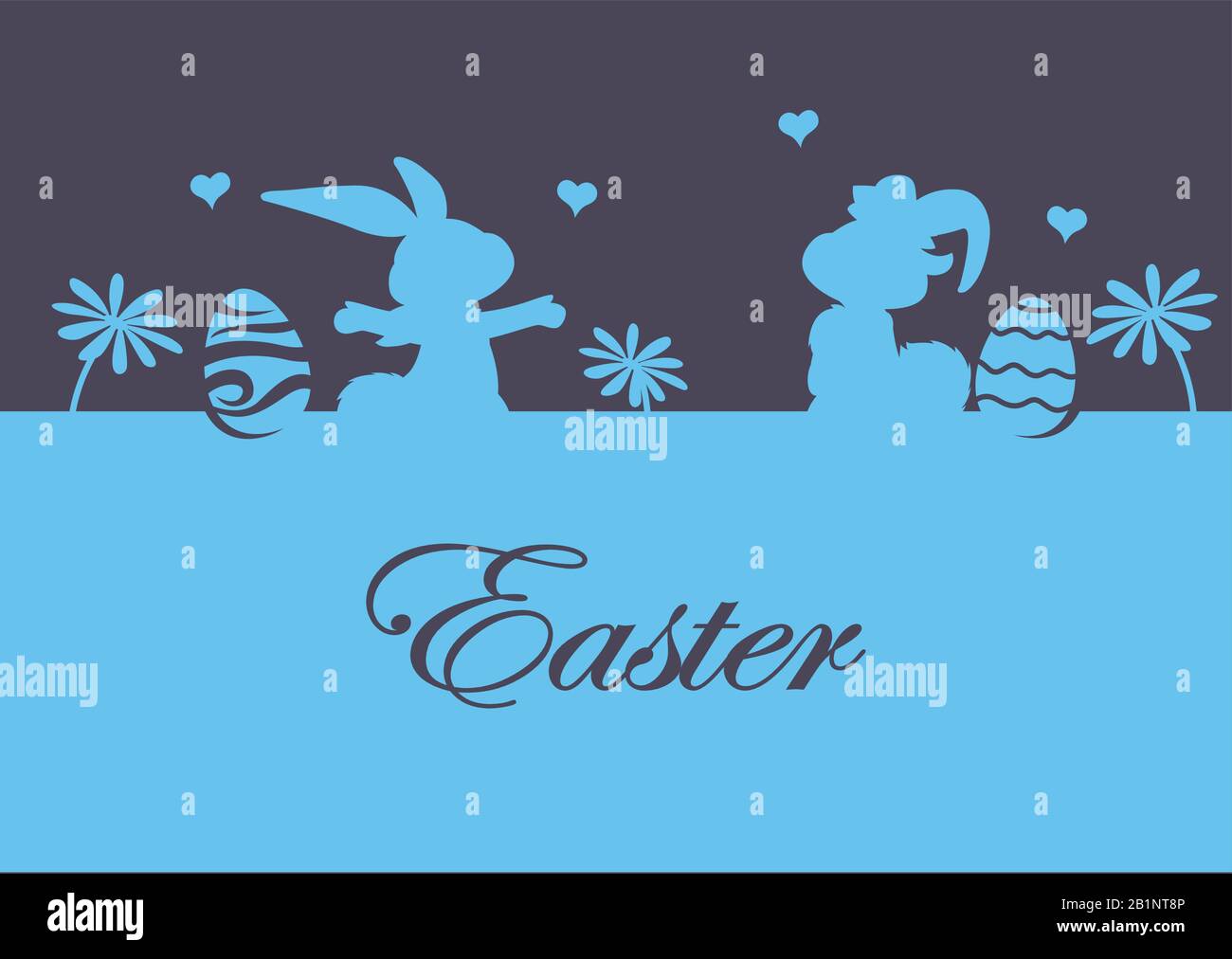 card greeting with rabbit and easter eggs vector illustration design ...