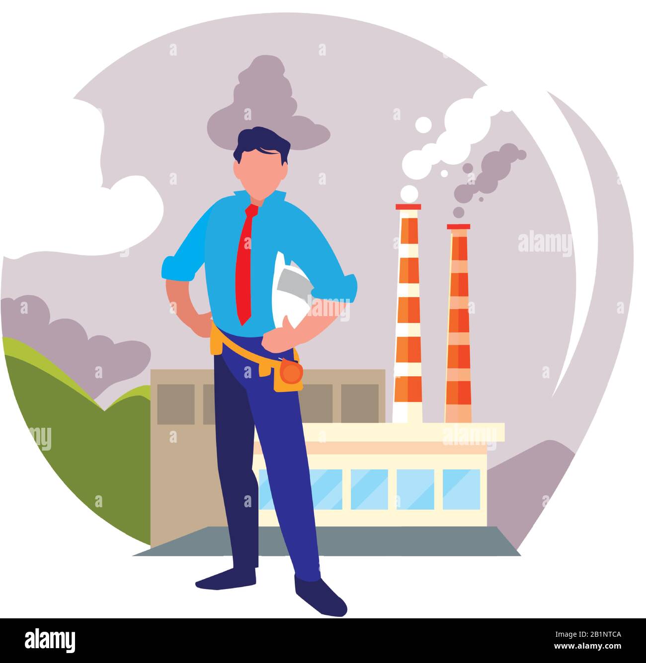 Factory Engineer Vector engineer man with work tools in the factory vector illustration design ...
