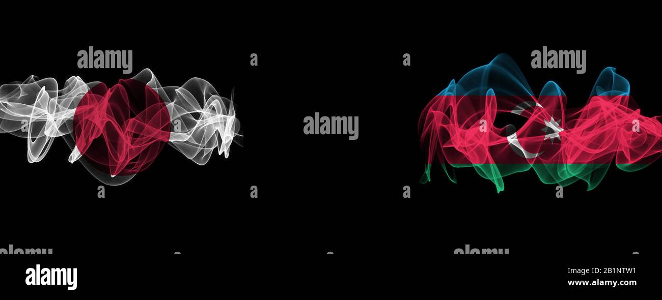 Flags of Japan and Azerbaijan on Black background, Japan vs Azerbaijan ...