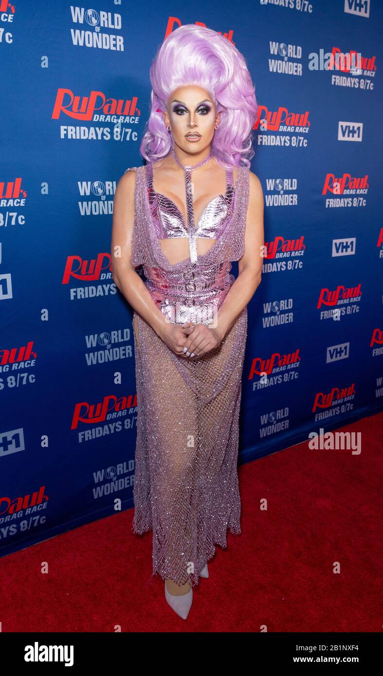 New York, NY - February 26, 2020: Drag Queen Jan attends RuPaul’s Drag Race Season 12 Premiere Event at ViacomCBS - TRL Studios Stock Photo