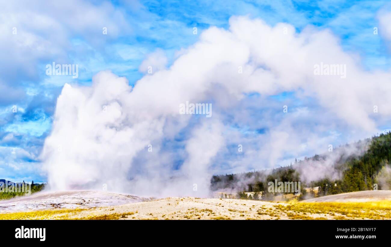 The initial Stage of an Eruption of the famous Old Faithful Geyser a