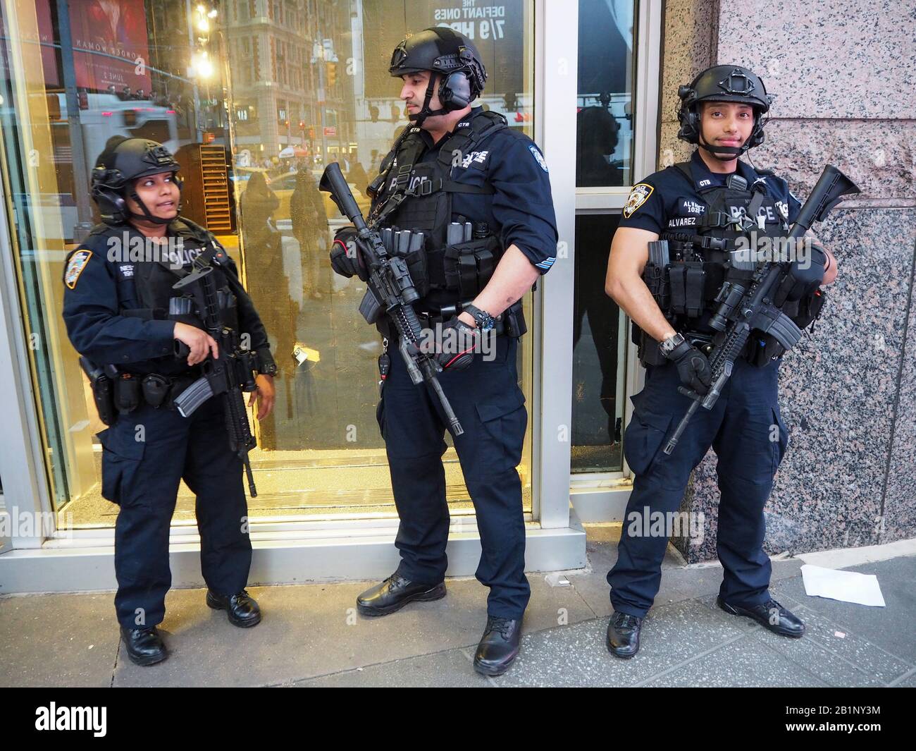 New York Police Department Counterterrorism Bureau officers. Stock Photo