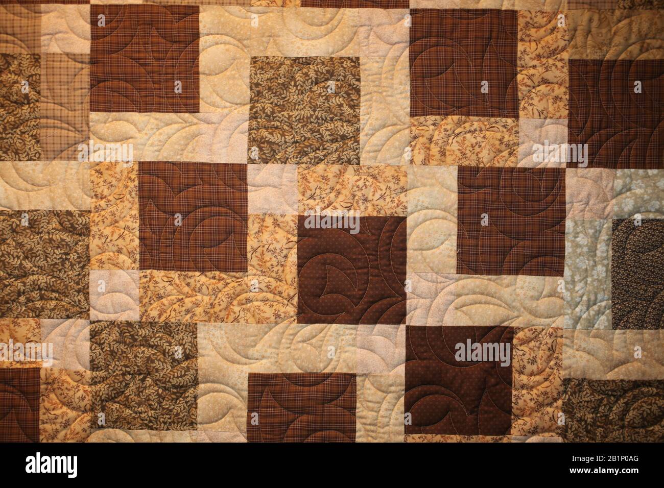 Quilt with squares on bed hi-res stock photography and images - Alamy