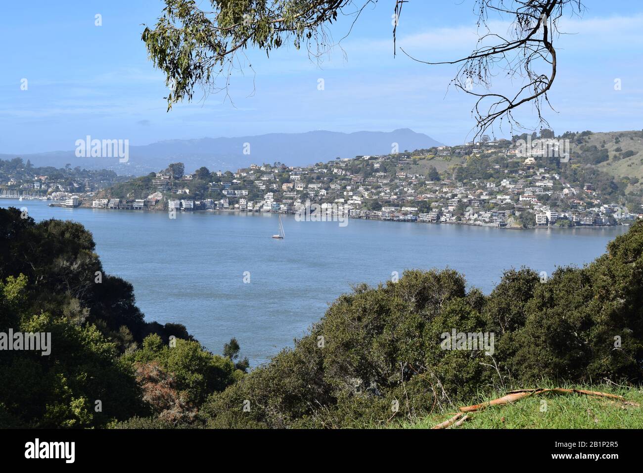 View of Sausalito with Mt. Tamalpais in the background. Stock Photo