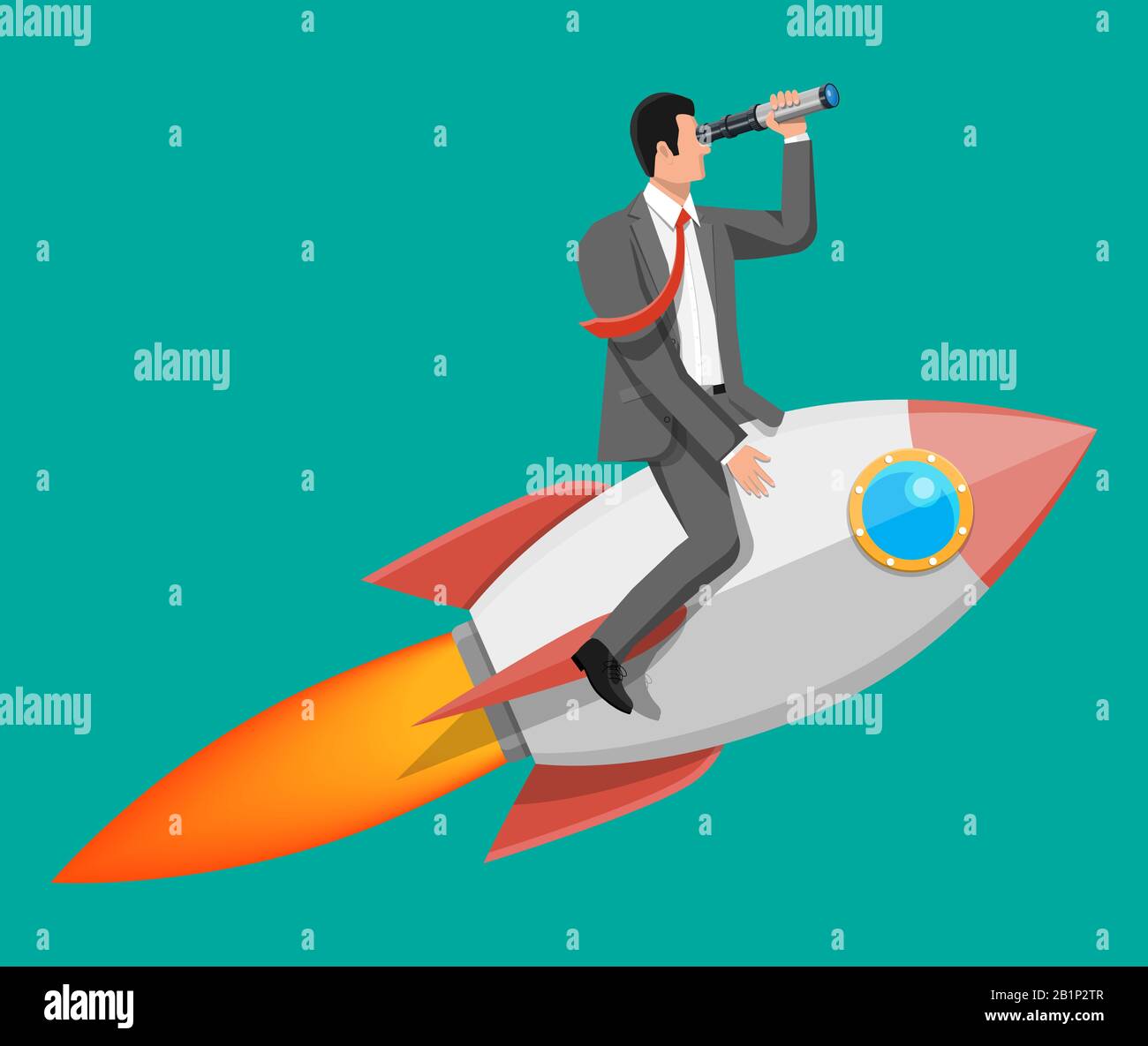 Successful businessman flying on rocket Stock Vector Image & Art - Alamy