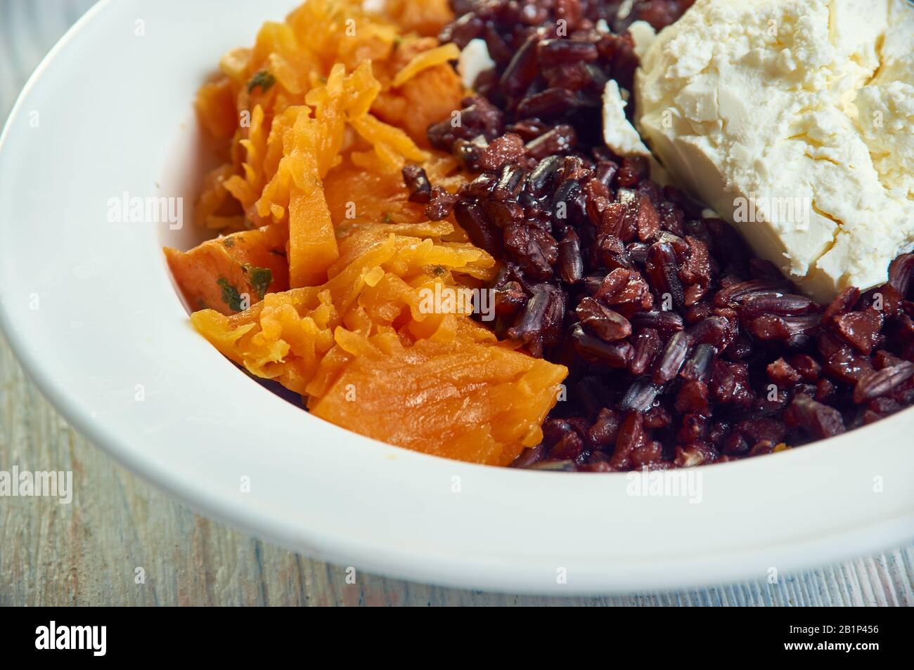 Risotto Nero with Squash, black rice with butternut squash puree and