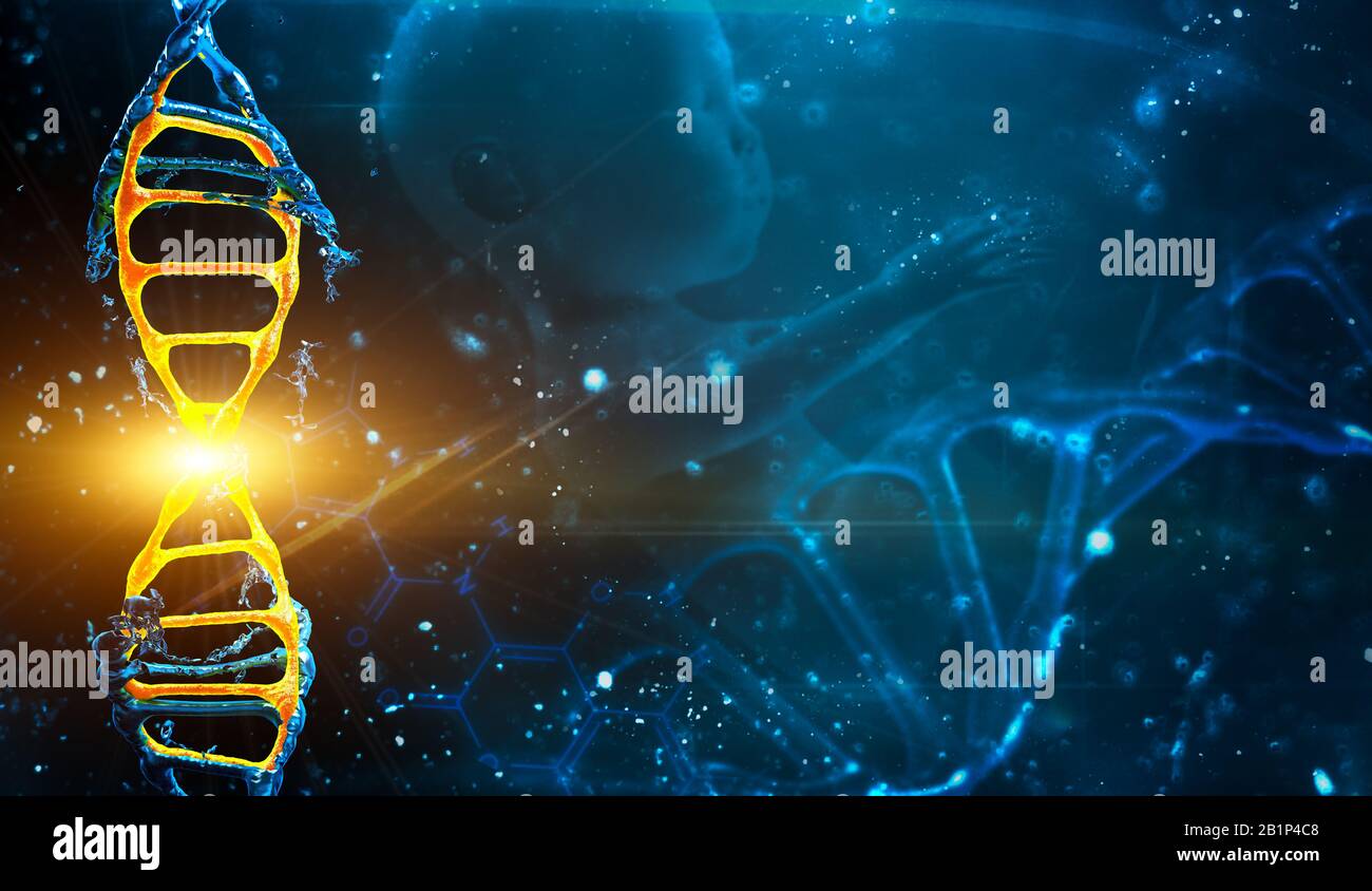 3d render illustration DNA structure in blue background Stock Photo - Alamy