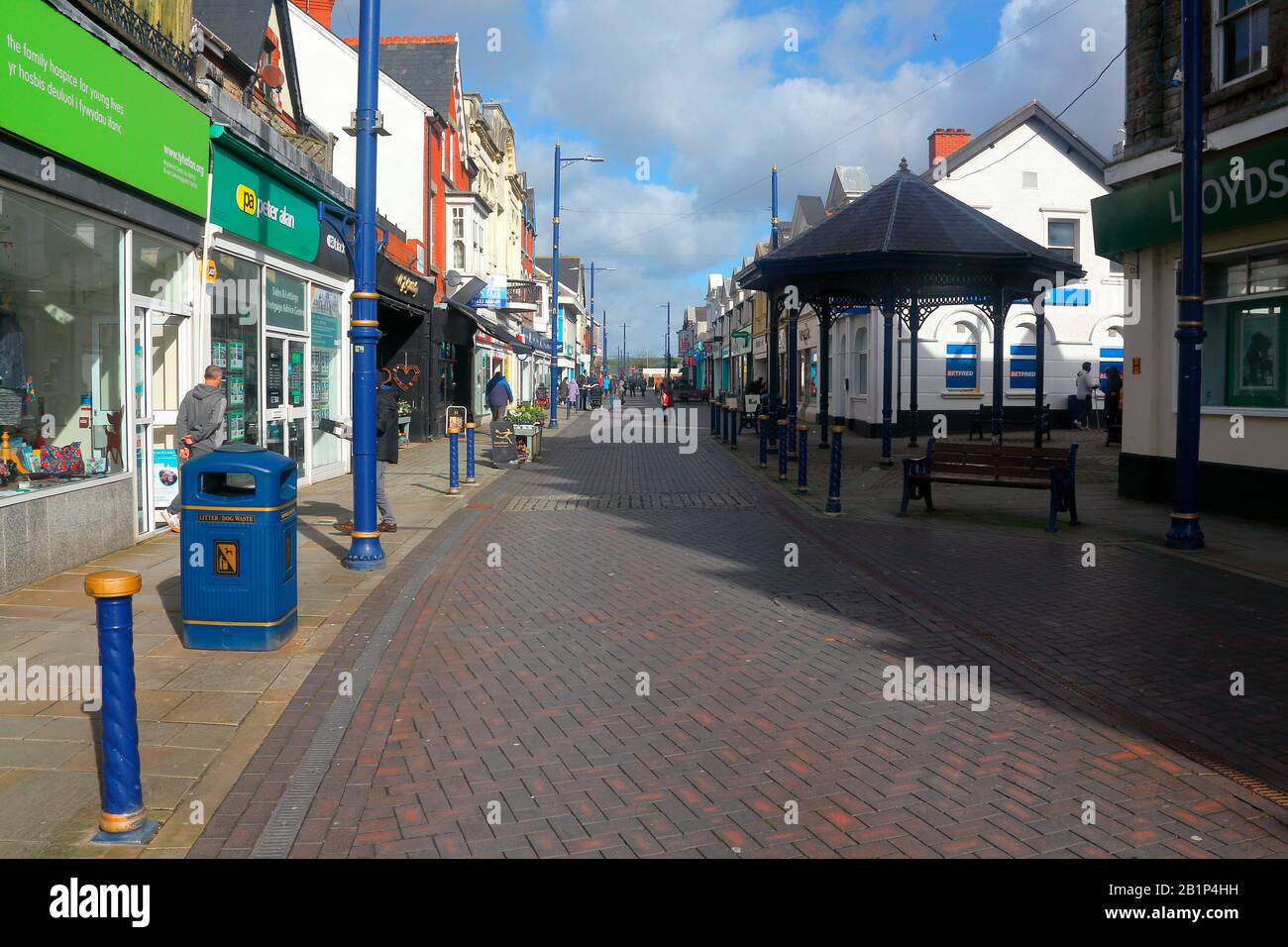 A view along the pedestrianised road in the centre of Porthcawl with