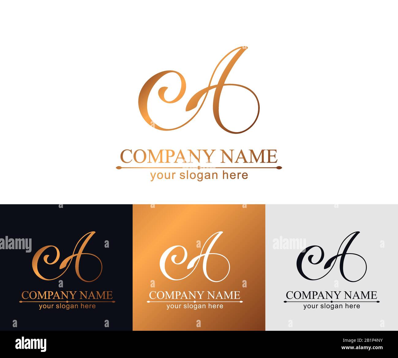A letter monogram. Elegant luxury logo. Calligraphic style. Corporate