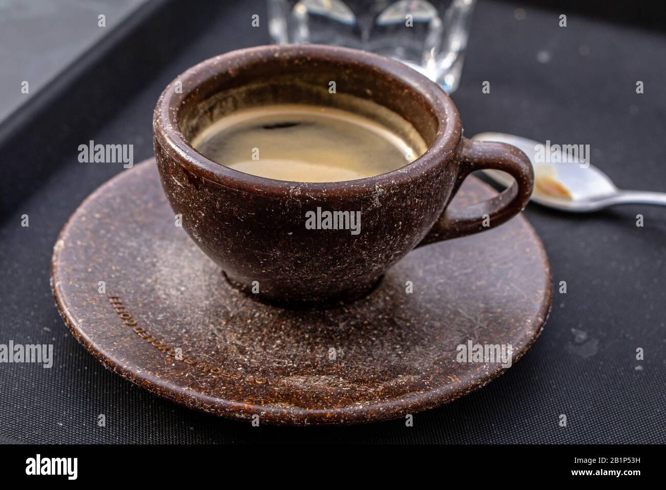 Coffee cup and plate made from recycled coffee grounds Stock Photo Alamy