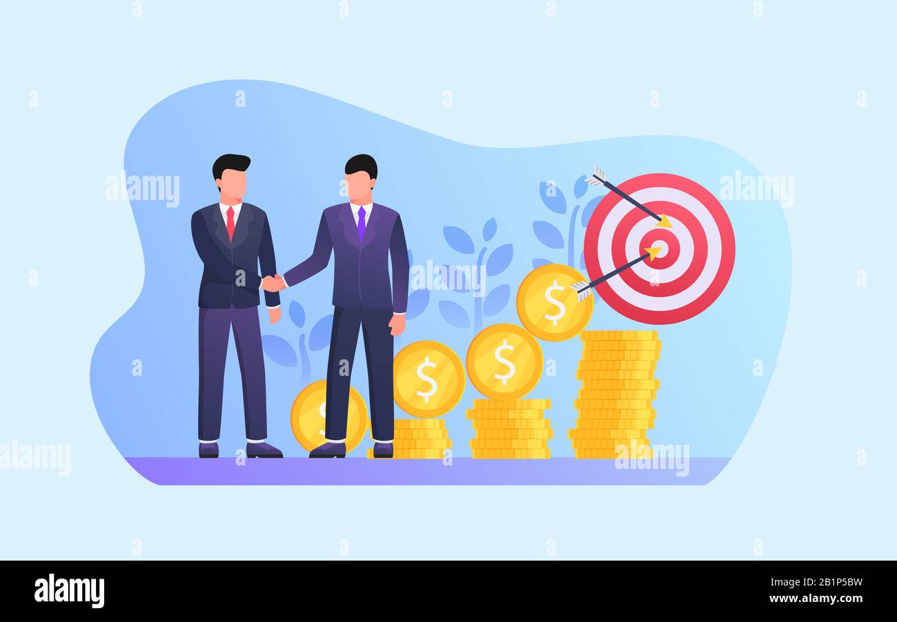 business deal partners for long term investment with gold coin and money  growth vector Stock Photo - Alamy