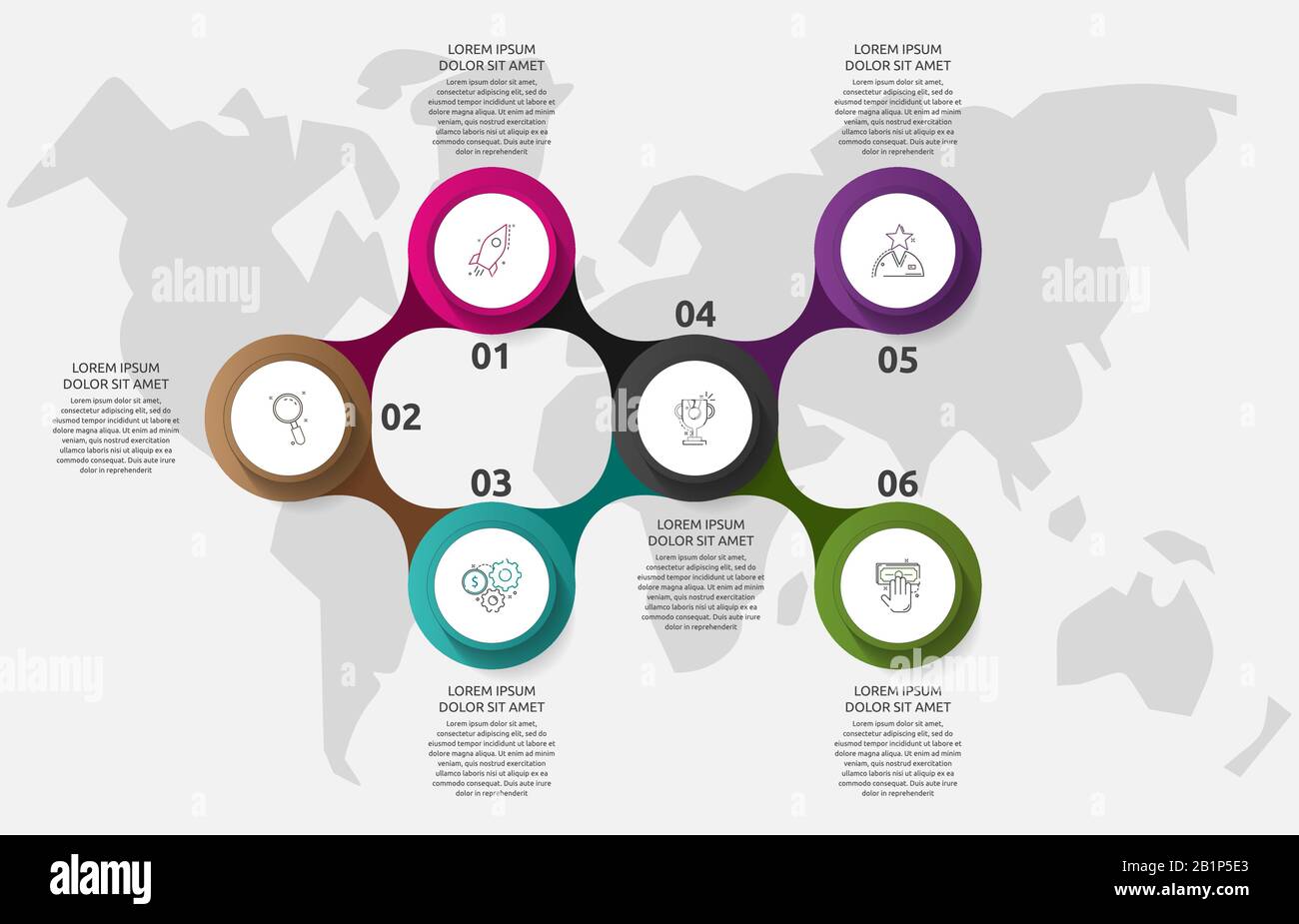 Vector template circle infographics. Business concept with 6 options ...