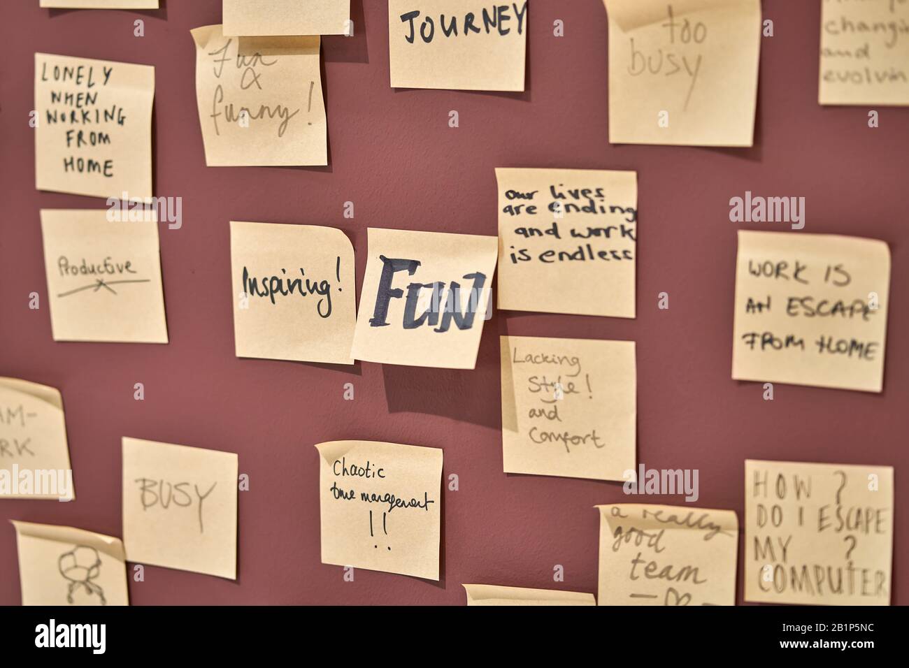 Wine Sticky Notes Wine-red wall with hanging yellow sticky notes Stock Photo - Alamy