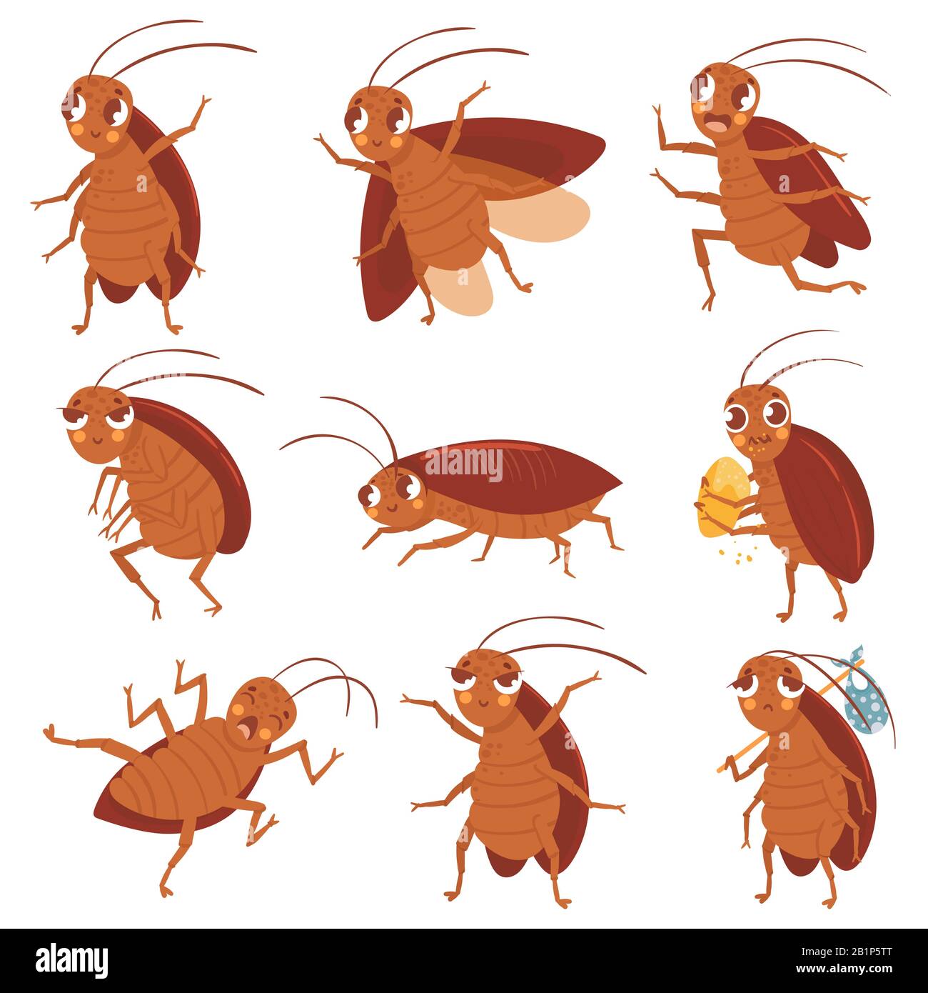 Cartoon cockroach mascot. Angry cockroaches, insect pests and bugs control  characters vector illustration set. Funny brown beetles collection Stock  Vector Image & Art - Alamy