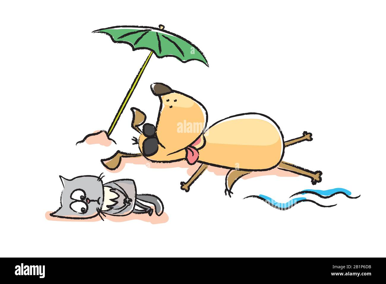 Sunbathe and dog and beach Stock Vector Images Alamy