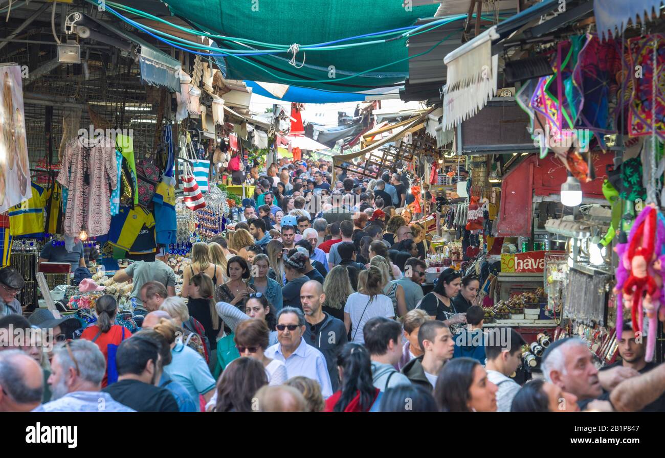 Menschenmenge, Carmel Markt, Tel Aviv, Israel Stock Photo