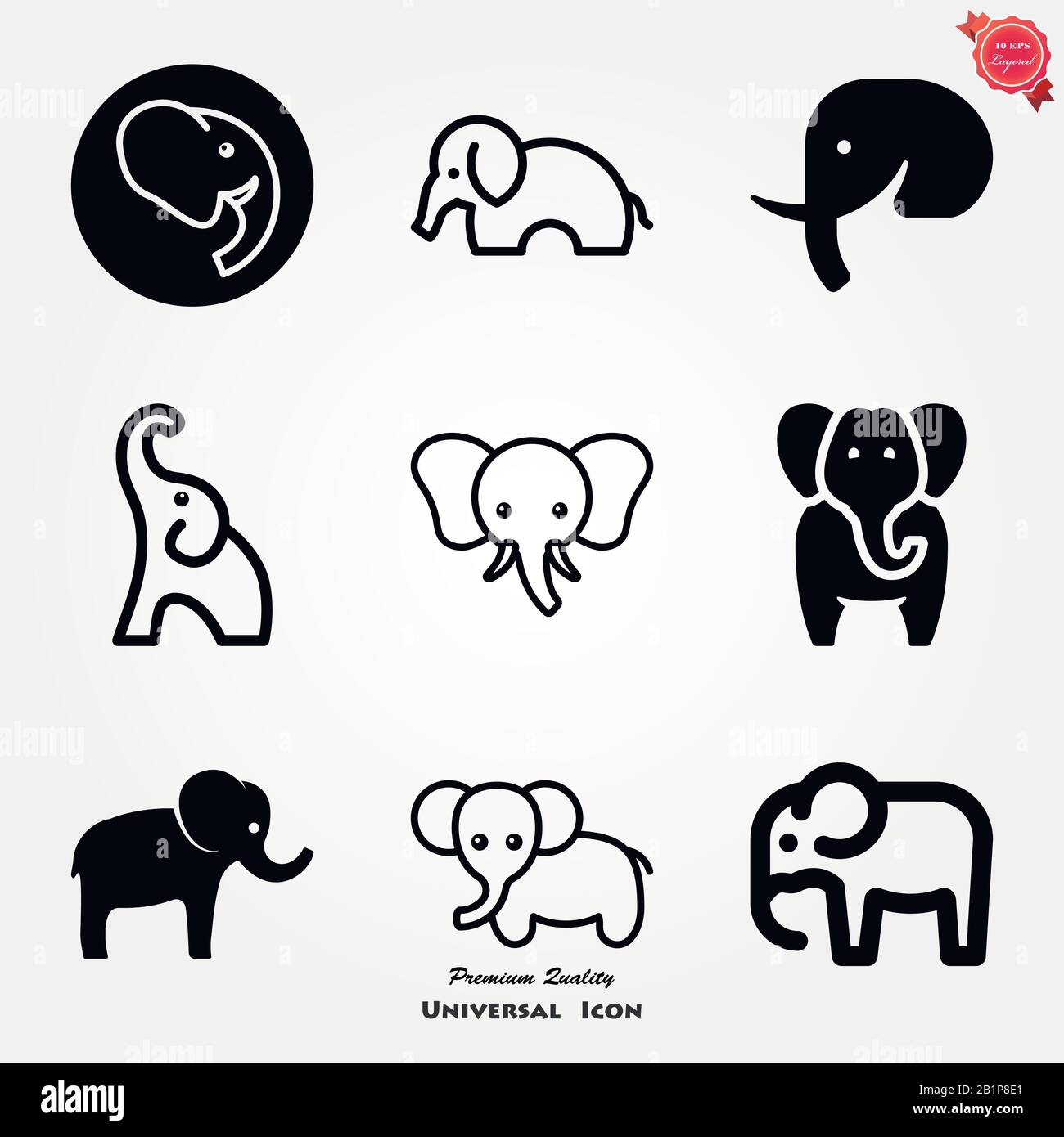 Elephant icon, vector logo line art illustration Stock Vector Image