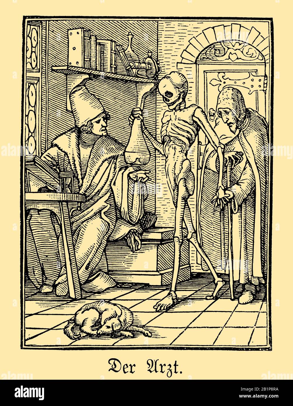 Doctor. From the dance of death by Hans Holbein the Younger, ,  (picture book, 1881) Stock Photo