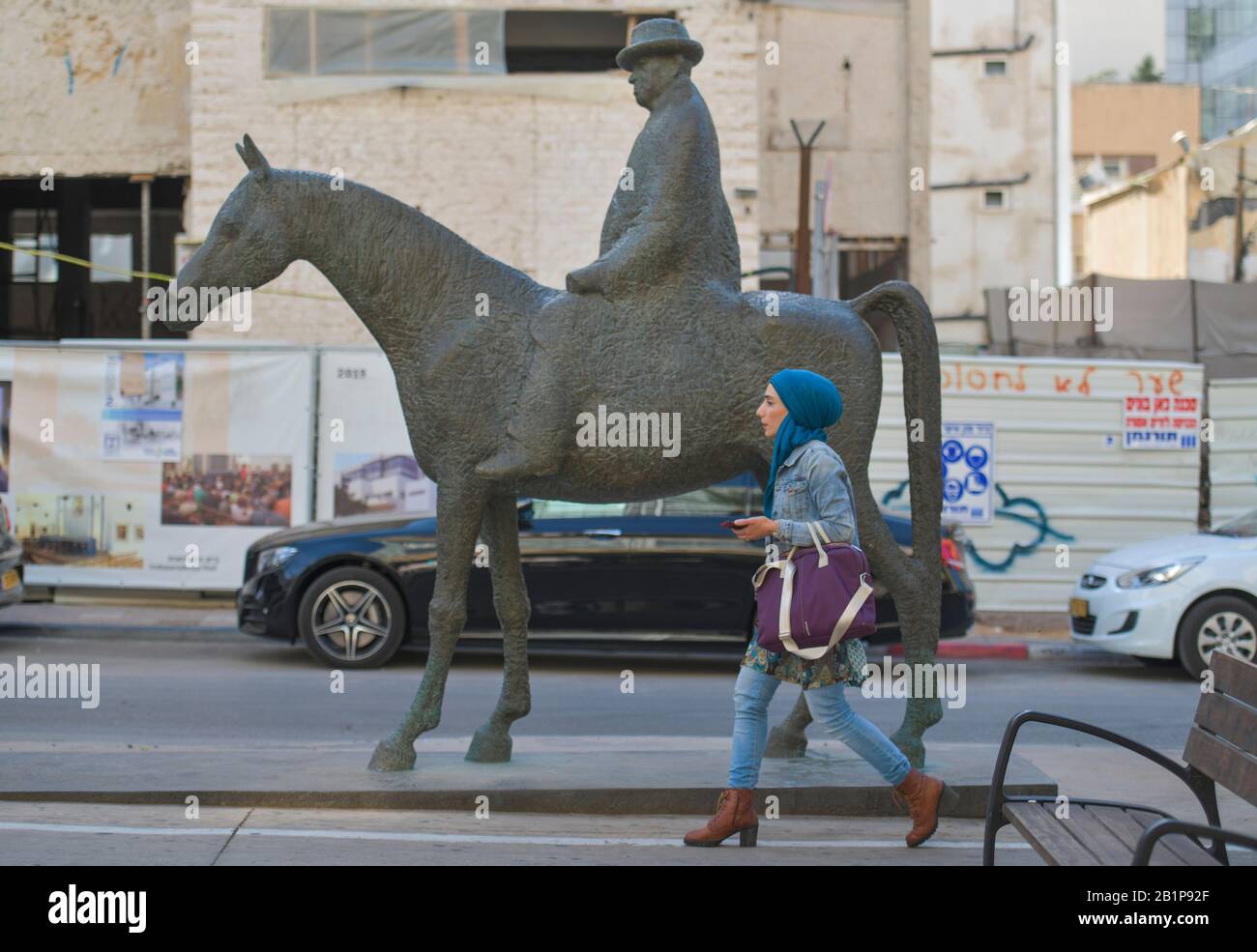 Meir Dizengoff Statue, RothschildBoulevard, Tel Aviv, Israel Stock