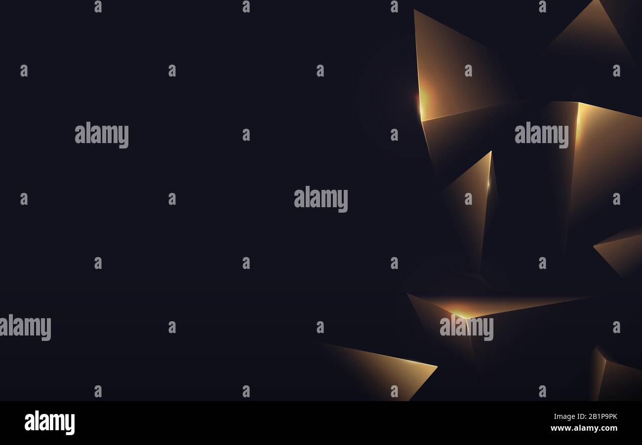 Abstract polygonal pattern luxury gold on dark background. Vector illustration Stock Vector