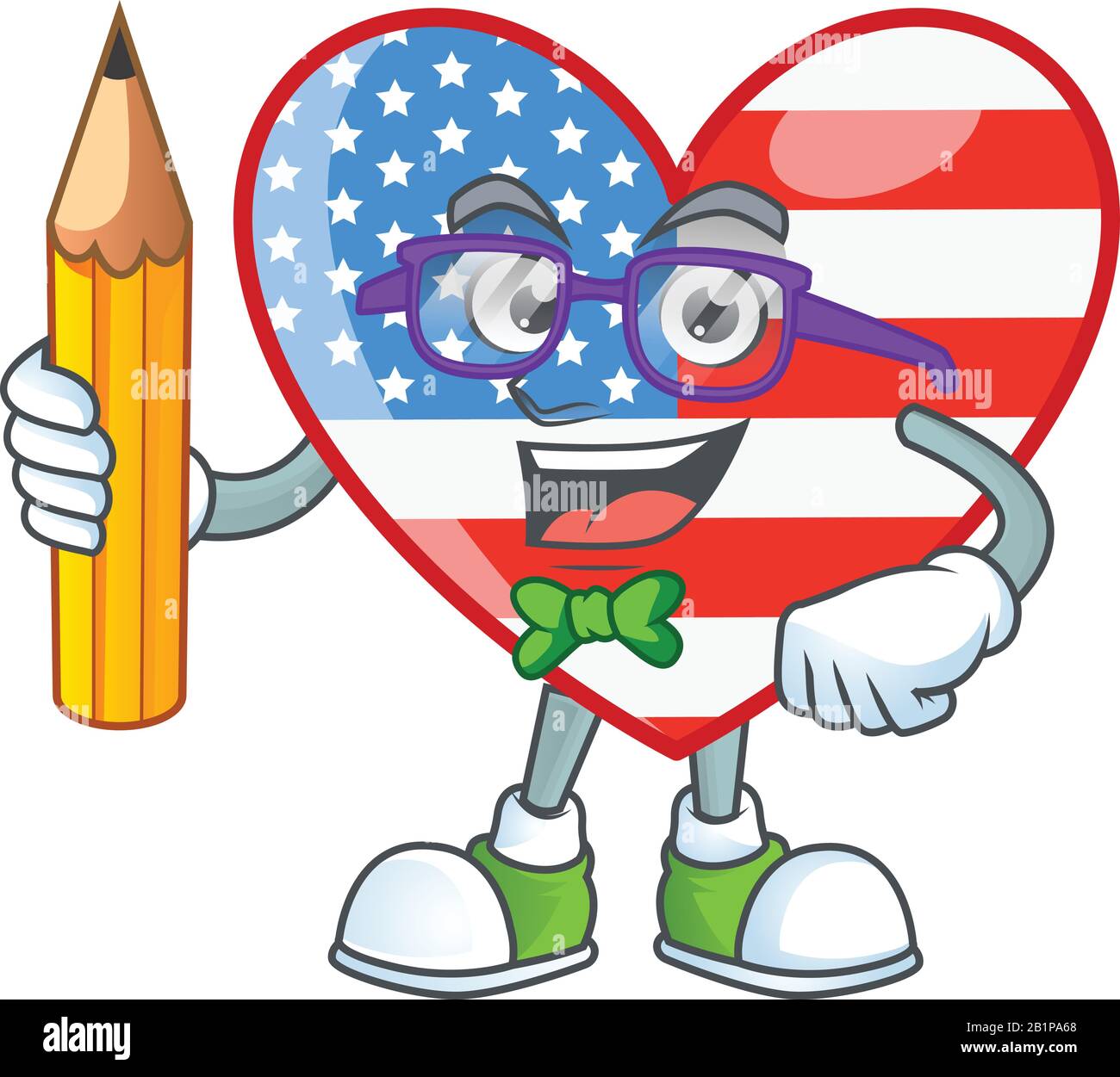 A mascot icon of Student independence day love character holding pencil ...
