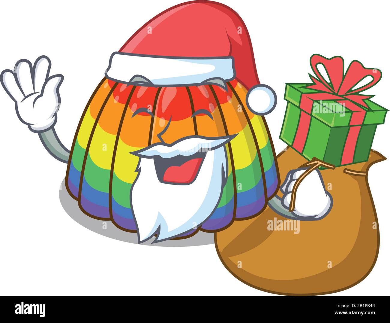 Santa rainbow jelly Cartoon character design having box of gifts Stock ...