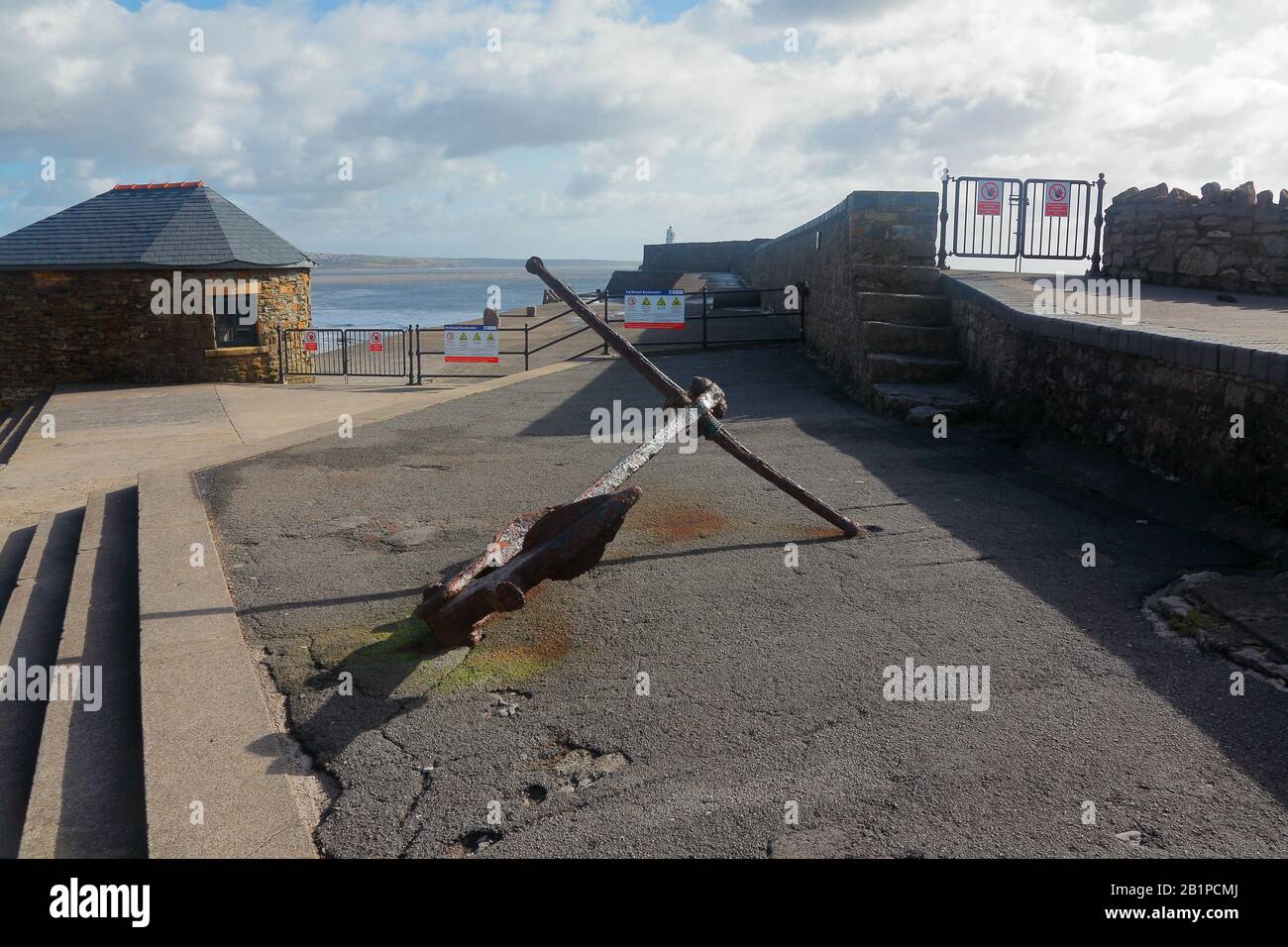 The vey well known Porthcawl quay famous for its huge waves during