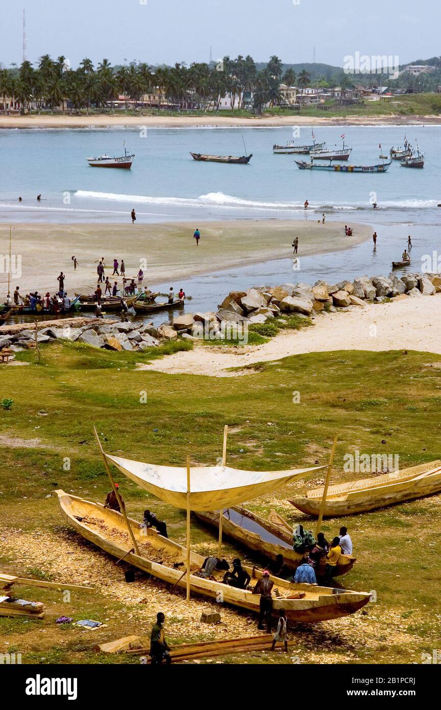 Town of Elvira near the Elmina Castle, Ghana Stock Photo