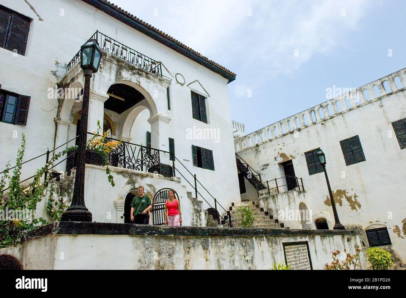 Elmina Castle was originally built for the gold trade but captured by the Dutch in 1637 for the slave trade. Shows the Door of no return for slaves Stock Photo