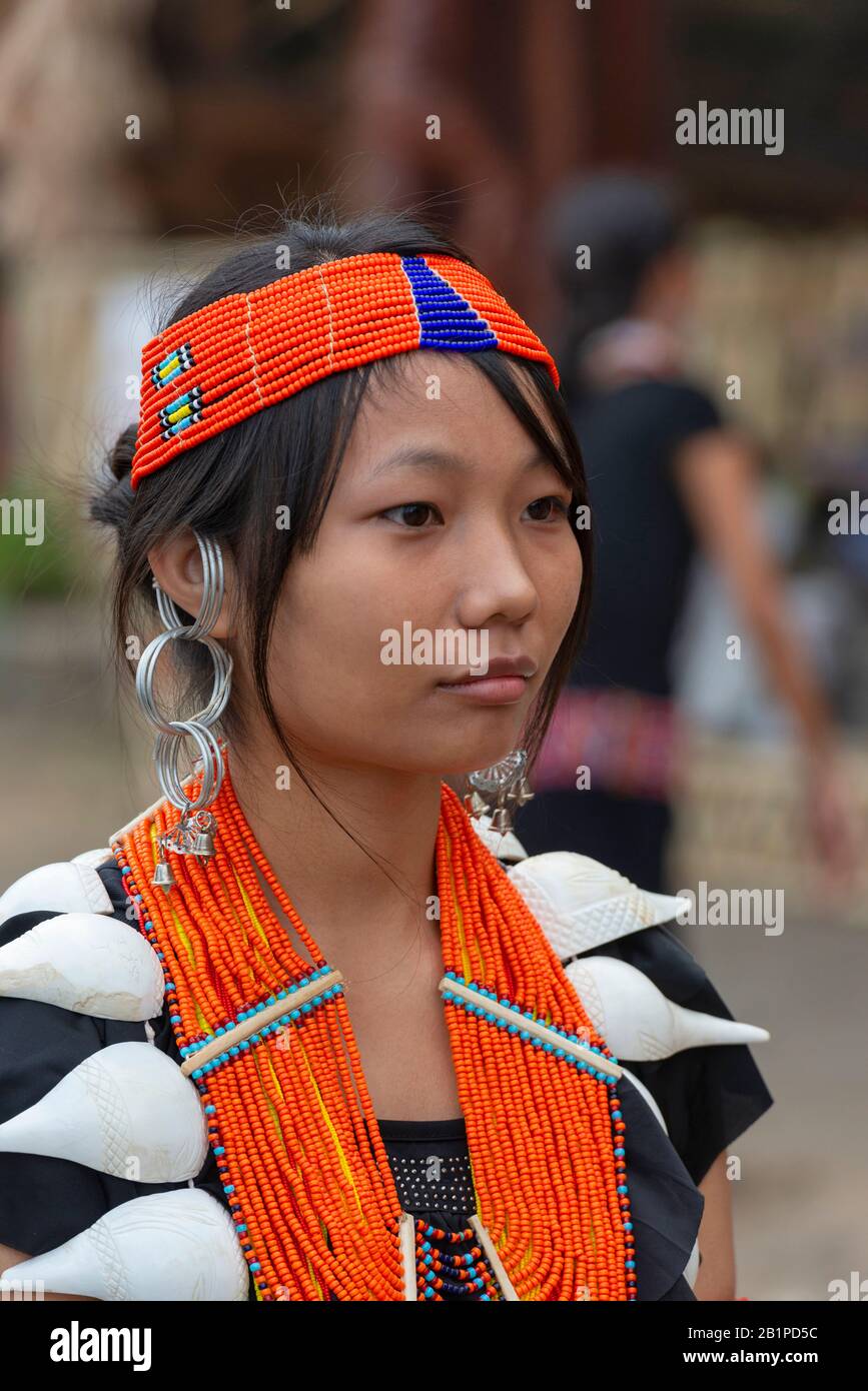 01 Dec 2013, Nagaland, India. Naga Tribal Woman, Hornbill festival ...