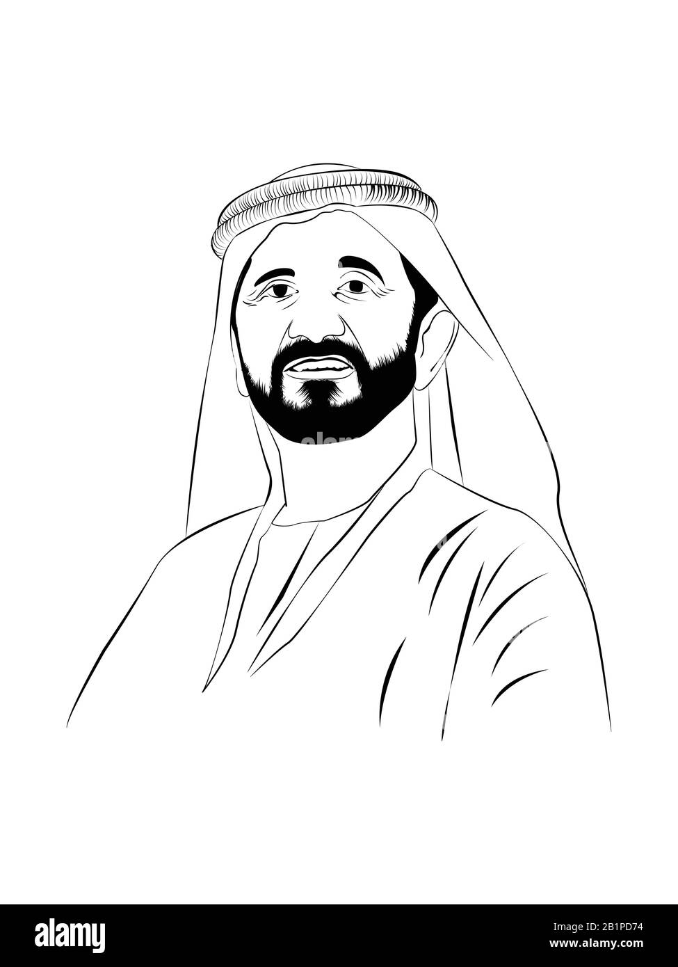 Shaik Muhammed bin Rashid Al Maktoum. Vice President and Prime Minister of the United Arab Emirates. Stock Vector