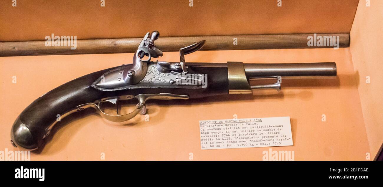Musée de l'Emperi,Salon-de-Provence : Navy Pistol mod 1786,Manufacture de Tulle Stock Photo